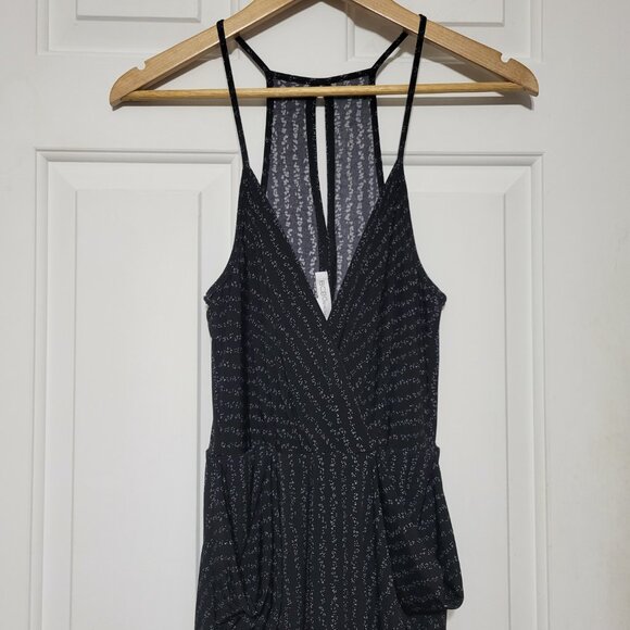 BCBGeneration Black White Plunge Wrap Drape Pockets Sleeveless Jumpsuit - Picture 5 of 14